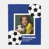 サッカーボール写真あなたの名前を追加 – 色を編集できる フリースブランケット (正面)