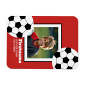 サッカーボール写真あなたの名前を追加 – 色を編集できる マグネット (横)