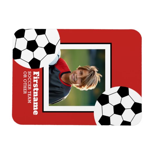 サッカーボール写真あなたの名前を追加 – 色を編集できる マグネット (横)