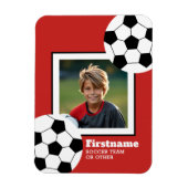 サッカーボール写真あなたの名前を追加 – 色を編集できる マグネット (縦)
