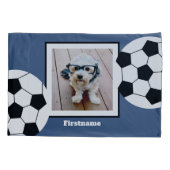 サッカーボール写真あなたの名前を追加 – 色を編集できる 枕カバー (裏面)