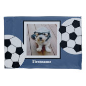 サッカーボール写真あなたの名前を追加 – 色を編集できる 枕カバー (正面)