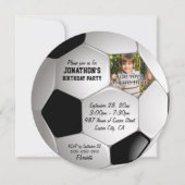 サッカーボール写真誕生パーティー 招待状 (正面)