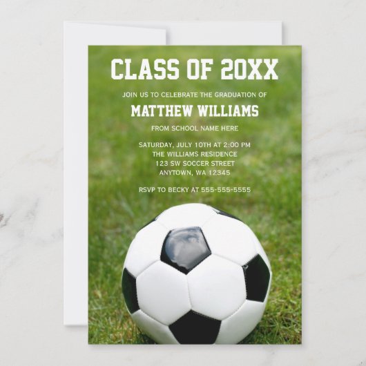 サッカーボール卒業パーティー発表 招待状 (正面)