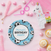 サッカーボール及びゴールブルーパーソナライズされた紙プレート ペーパープレート (パーティー)