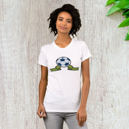 サッカーボール及びリボン女子Tシャツ Tシャツ