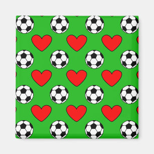 サッカーボール及び赤いハートスケッチ マグネット