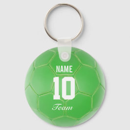サッカーボール名のグリーンパーソナライズされたチーム キーホルダー