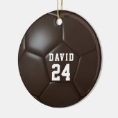 サッカーボール名パーソナライズされたチーム番号 セラミックオーナメント (左)