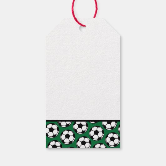 サッカーボール名前をカスタムするグリーン白黒ギフトラベル ギフトタグ (裏面)