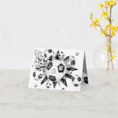 サッカーボール吹き出しキッズスポーツスター誕生日 カード (黄色い花)