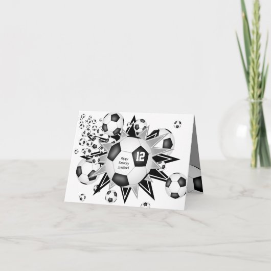 サッカーボール吹き出しキッズスポーツスター誕生日 カード (正面)