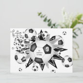 サッカーボール吹き出しキッズスポーツスター誕生日 案内状 (スタンド正面)