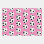 サッカーボール子供の名前ピンク誕生日 ラッピングペーパーシート (正面2)