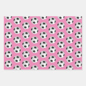 サッカーボール子供の名前ピンク誕生日 ラッピングペーパーシート (正面3)