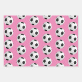 サッカーボール子供の名前ピンク誕生日 ラッピングペーパーシート (正面2)