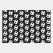 サッカーボール子供の名前ブラック誕生日 ラッピングペーパーシート (正面3)