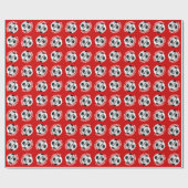 サッカーボール子供の名前レッドクリスマス ラッピングペーパー (フラット)