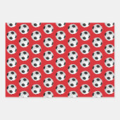 サッカーボール子供の名前レッド誕生日 ラッピングペーパーシート (正面3)