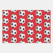 サッカーボール子供の名前レッド誕生日 ラッピングペーパーシート (正面2)