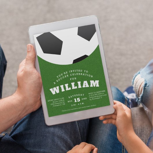 サッカーボール子供の誕生日パーティー 招待状