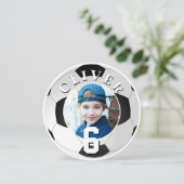 サッカーボール子供の誕生日時代写真 カード (スタンド正面)