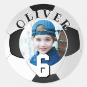 サッカーボール子供の誕生日時代写真 ラウンドシール (正面)