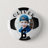 サッカーボール子供の誕生日時代写真 缶バッジ (正面)