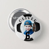 サッカーボール子供の誕生日時代写真 缶バッジ (正面&裏面)