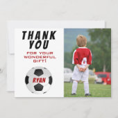 サッカーボール子供写真誕生日 サンキューカード (正面)