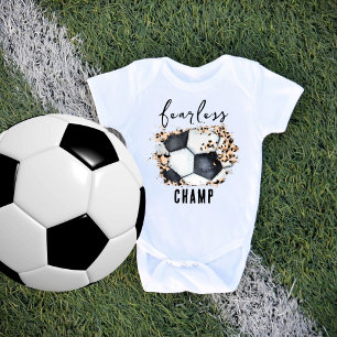 サッカーボール少年かわいい大胆不敵なチャンプ ベビーボディスーツ