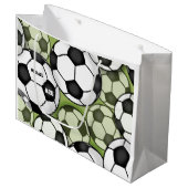 サッカーボール少年の子供スポーツ誕生日名番号 ラージペーパーバッグ (正面アングル)