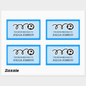 サッカーボール帳ラベルシール |学校用品 長方形シール (シート)