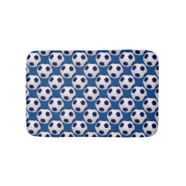 サッカーボール斜め、青、おしゃれバスマット バスマット
