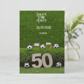 サッカーボール日付を保存50誕生日 招待状 (スタンド正面)