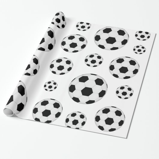 サッカーボール柄の包装紙 ラッピングペーパー (アンロールド)