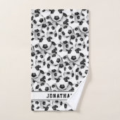 サッカーボール柄アスリート名男子ガールズ バスタオルセット (ハンドタオル)