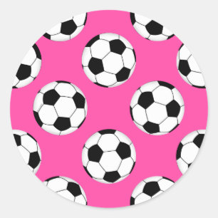 サッカーボール柄ピンク ラウンドシール