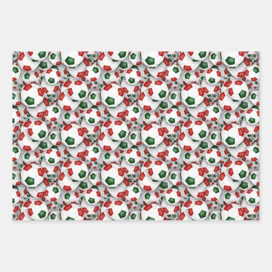 サッカーボール模様クリスマスまたは任意の大事な行事 ラッピングペーパーシート (正面3)