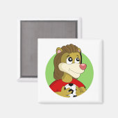 サッカーボール漫画のマグネットを持つライオン マグネット (正面/裏面)