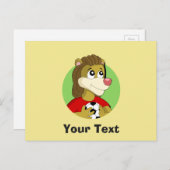 サッカーボール漫画はがきを持つライオン ポストカード (正面/裏面)