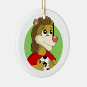 サッカーボール漫画を持つライオン セラミックオーナメント (右)