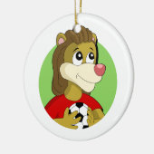 サッカーボール漫画を持つライオン セラミックオーナメント (左)