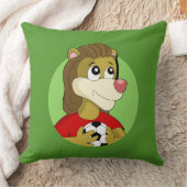 サッカーボール漫画装飾用クッションを持つライオン クッション (ブランケット)