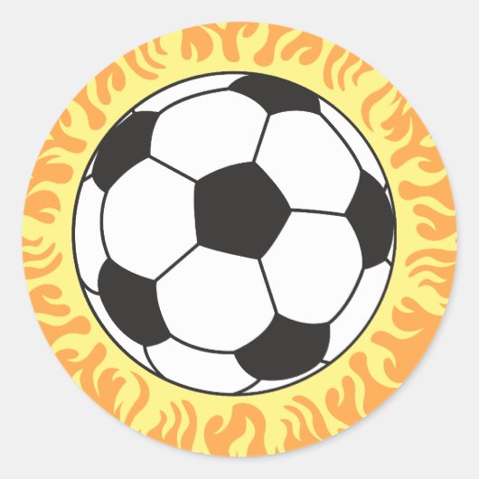 サッカーボール炎デザイン ラウンドシール (正面)