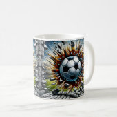 サッカーボール爆発 コーヒーマグカップ (正面右)