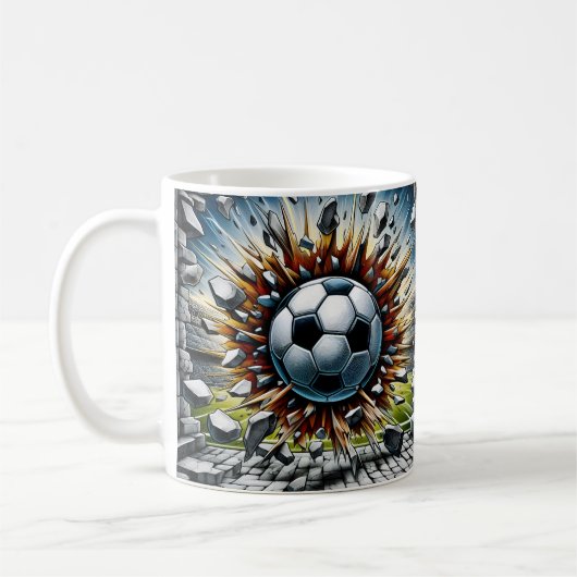 サッカーボール爆発 コーヒーマグカップ (左)