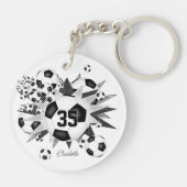 サッカーボール爆破ガールズチームのジャージー番号 キーホルダー (裏面)