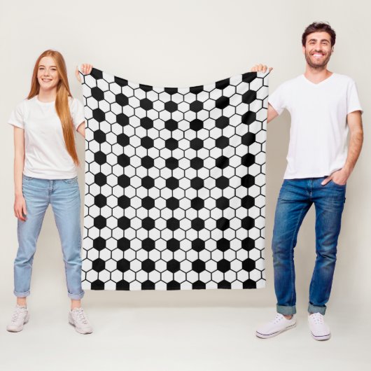 サッカーボール白黒カスタム フリースブランケット (インサイチュ)