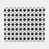 サッカーボール白黒カスタム フリースブランケット (正面(横))